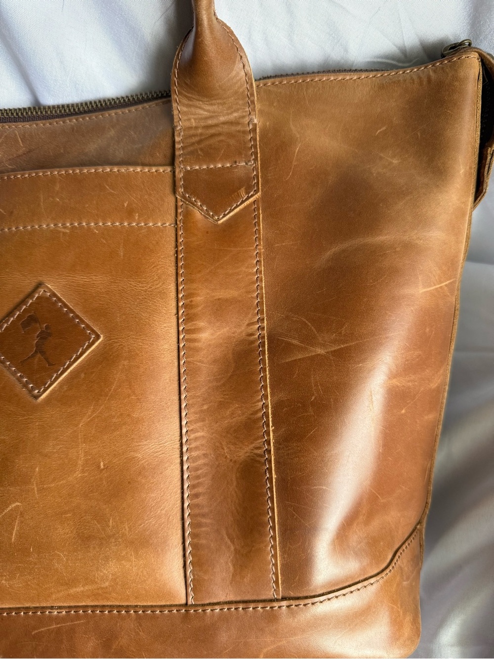 Classic Leather Tote Bag in Cognac Brown - Picture 3 of 16